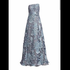 Rene Ruiz Collection Floral Fil Coupé Strapless Gown